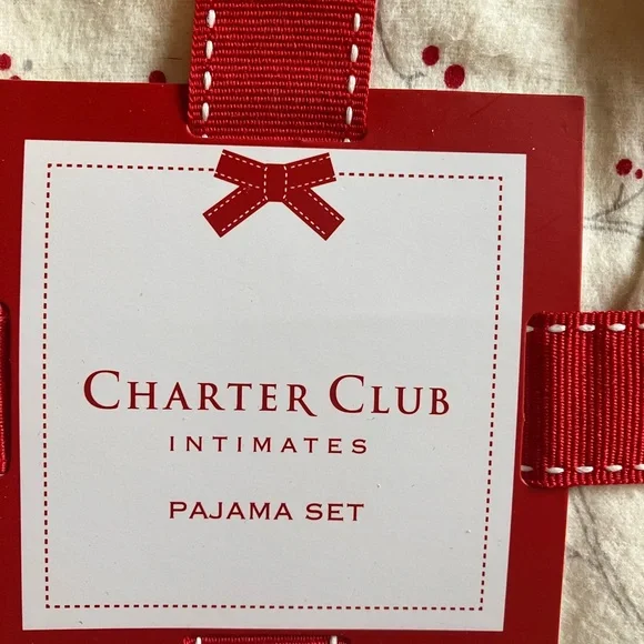 Charter Club Cream and Red Pajama Set - Picture 2 of 3